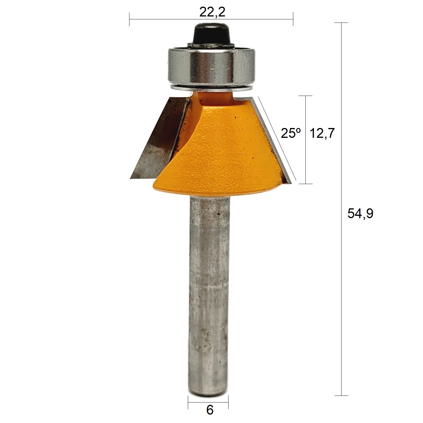 Fresa para Chanfrar 25º HW Ø22,2x54,9mm - marca CMT - Cód. 736.190.11